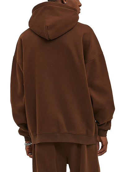 Oversized Solid Color Fleece Hoodie