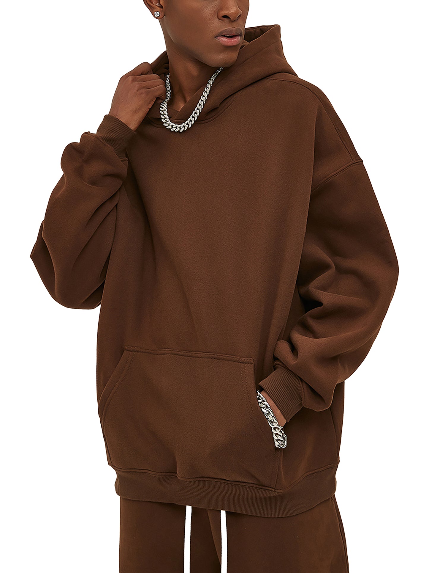 Oversized Solid Color Fleece Hoodie