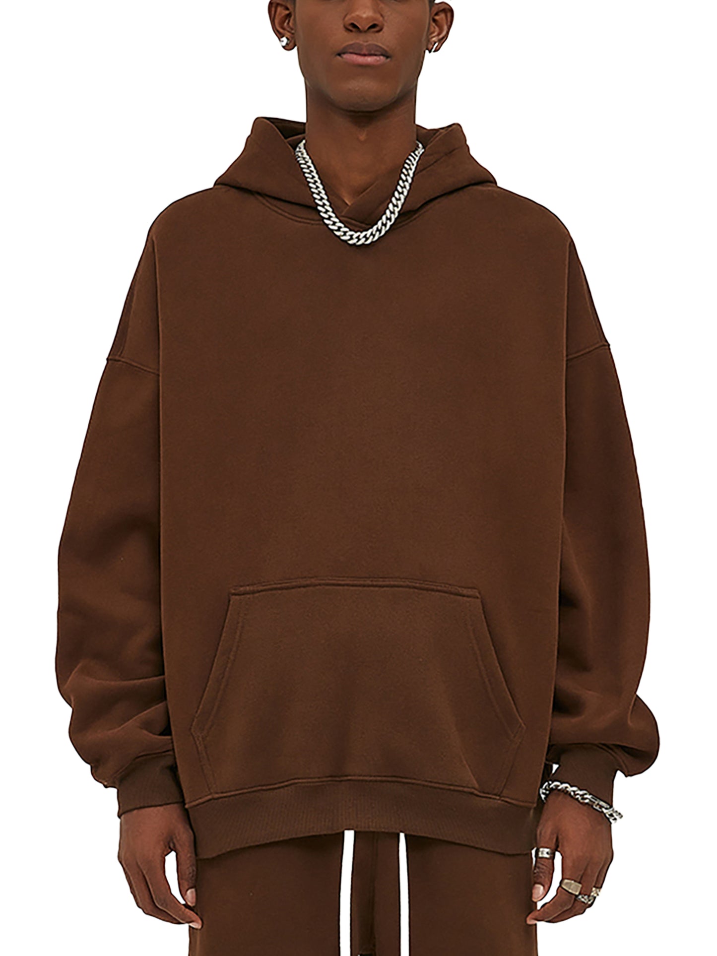 Oversized Solid Color Fleece Hoodie