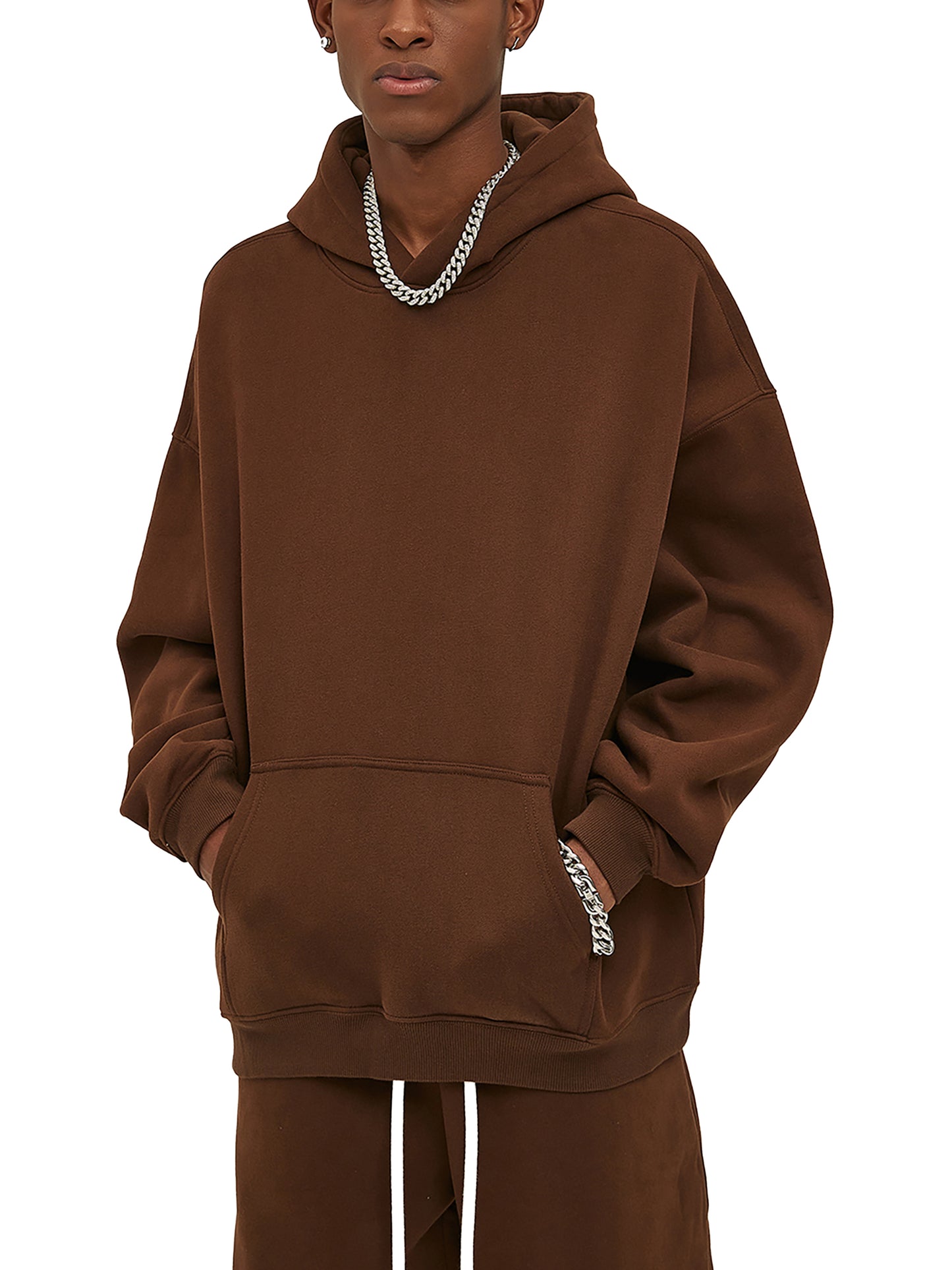 Oversized Solid Color Fleece Hoodie